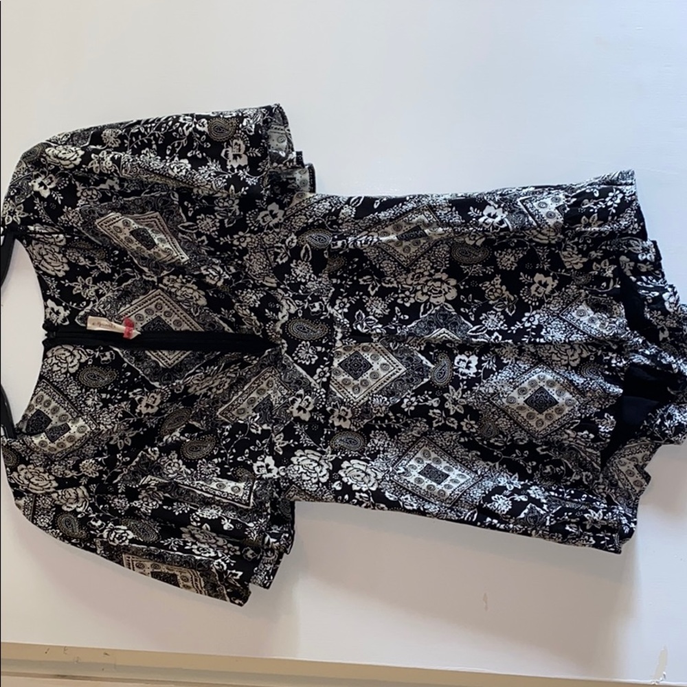 Black and white floral romper